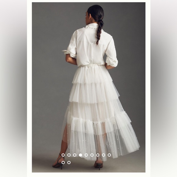 Anthropologie - Maeve Tulle & Pearl-Embellished Sheer Skirt - Medium - NWOT - Picture 5 of 12